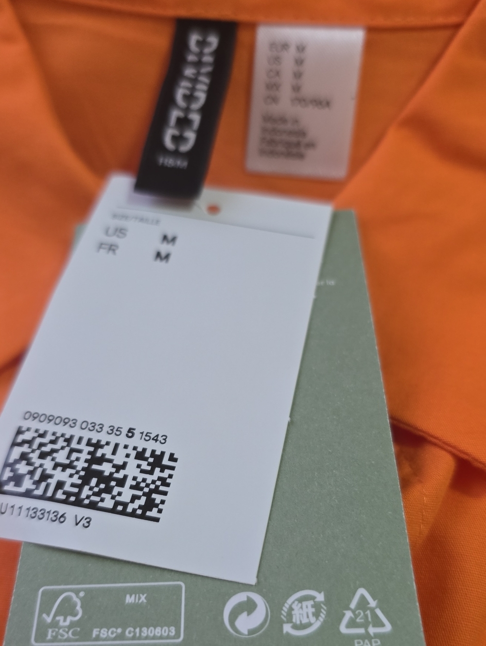 H&M Orange Women's Casual Button-Down Shirt - Picture 8 of 8